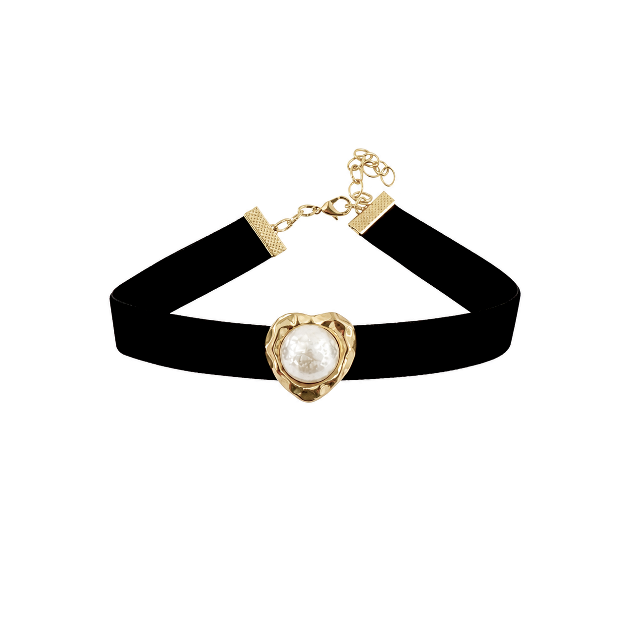 Colier tip choker inima cu perla Perla Velvet