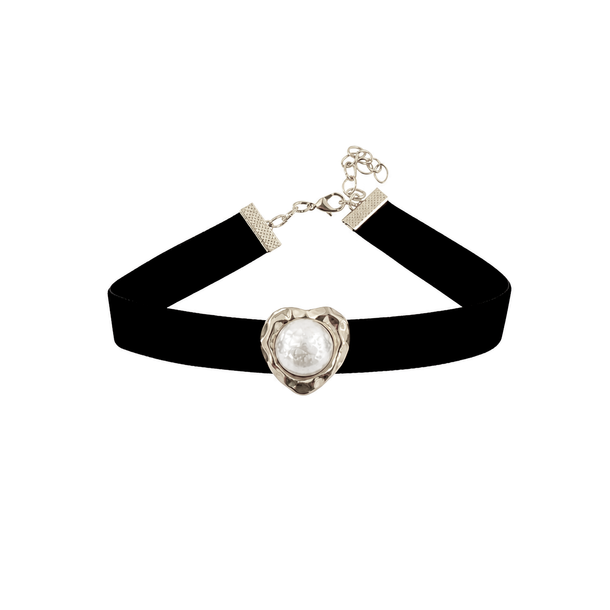 Colier tip choker inima cu perla Perla Velvet