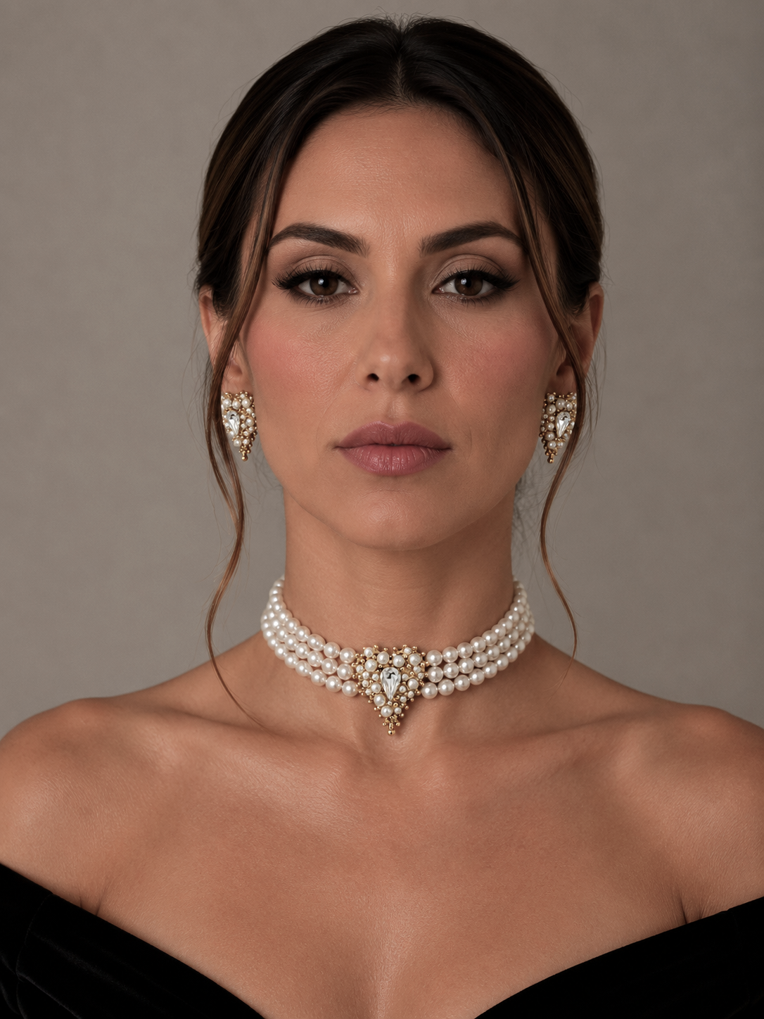 Choker cu perle si pandantiv inima Belladonna