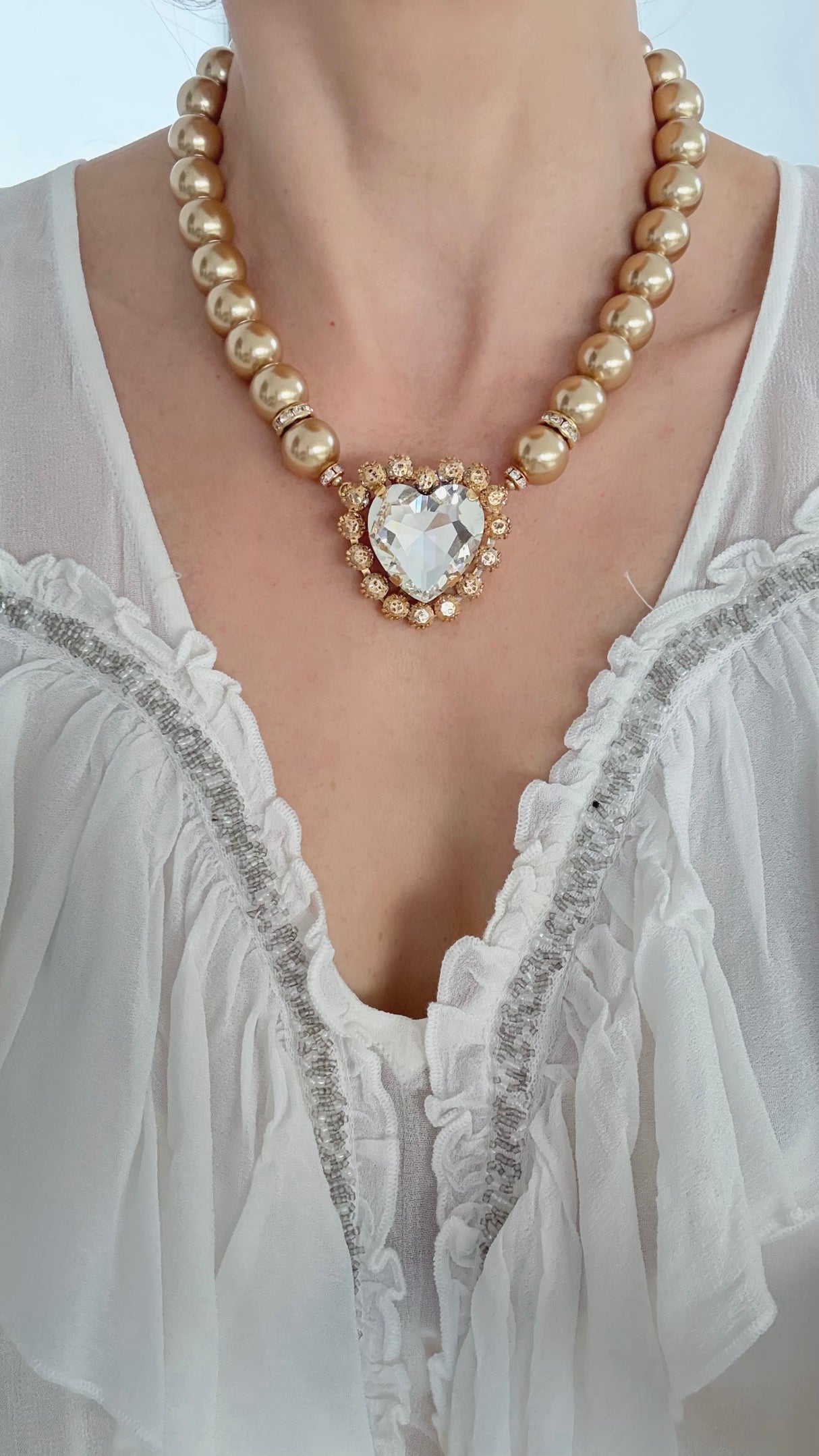 Colier cu perle si inima de cristale Amoria - editie limitata