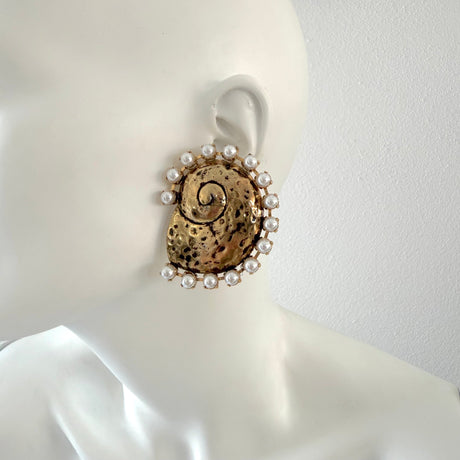 Cercei metalici cu perle melc Spiralys