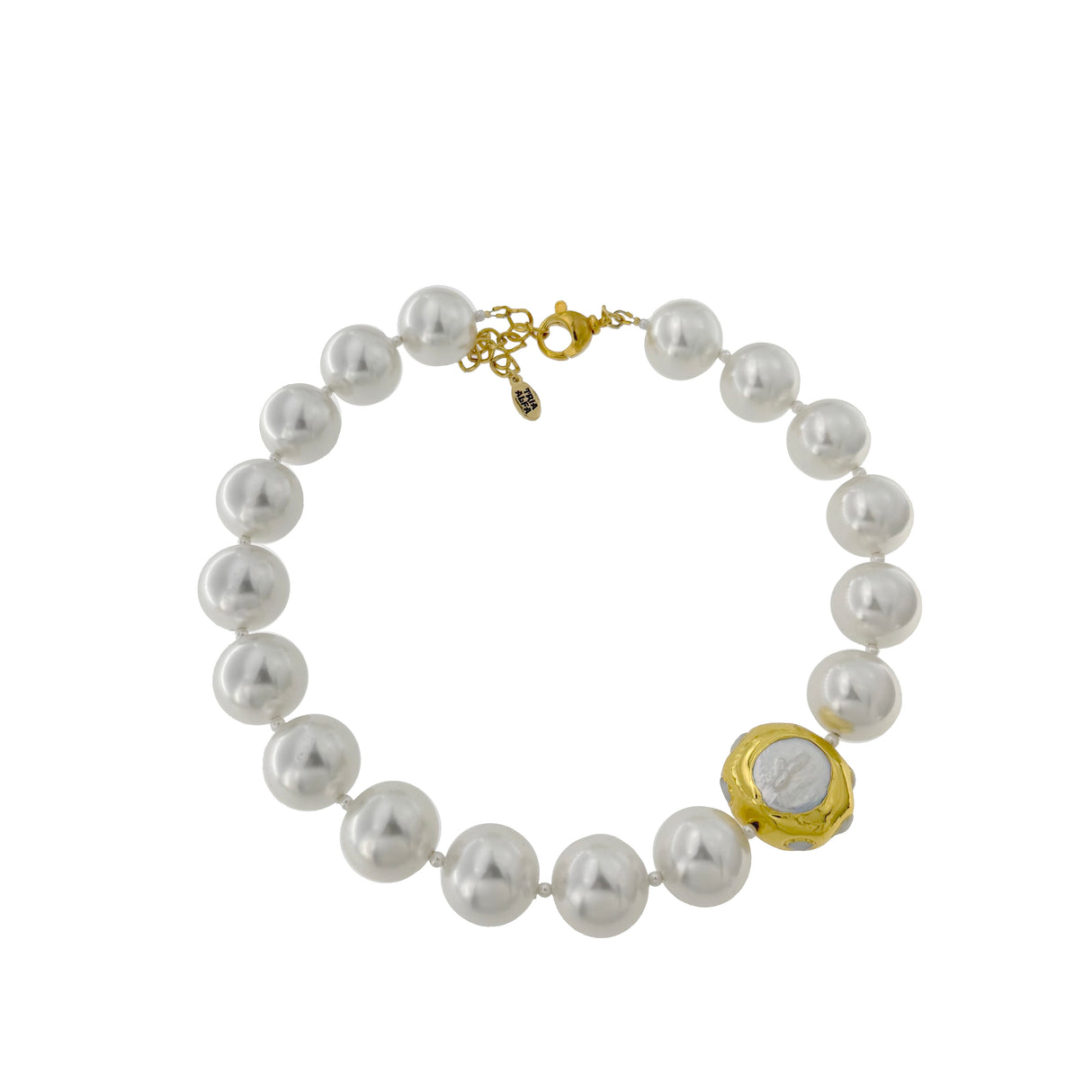 Colier perle de sticla si sidef Lunaria