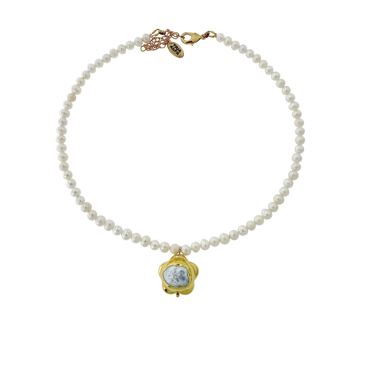 Colier perle de cultura de apa dulce si sidef Flores