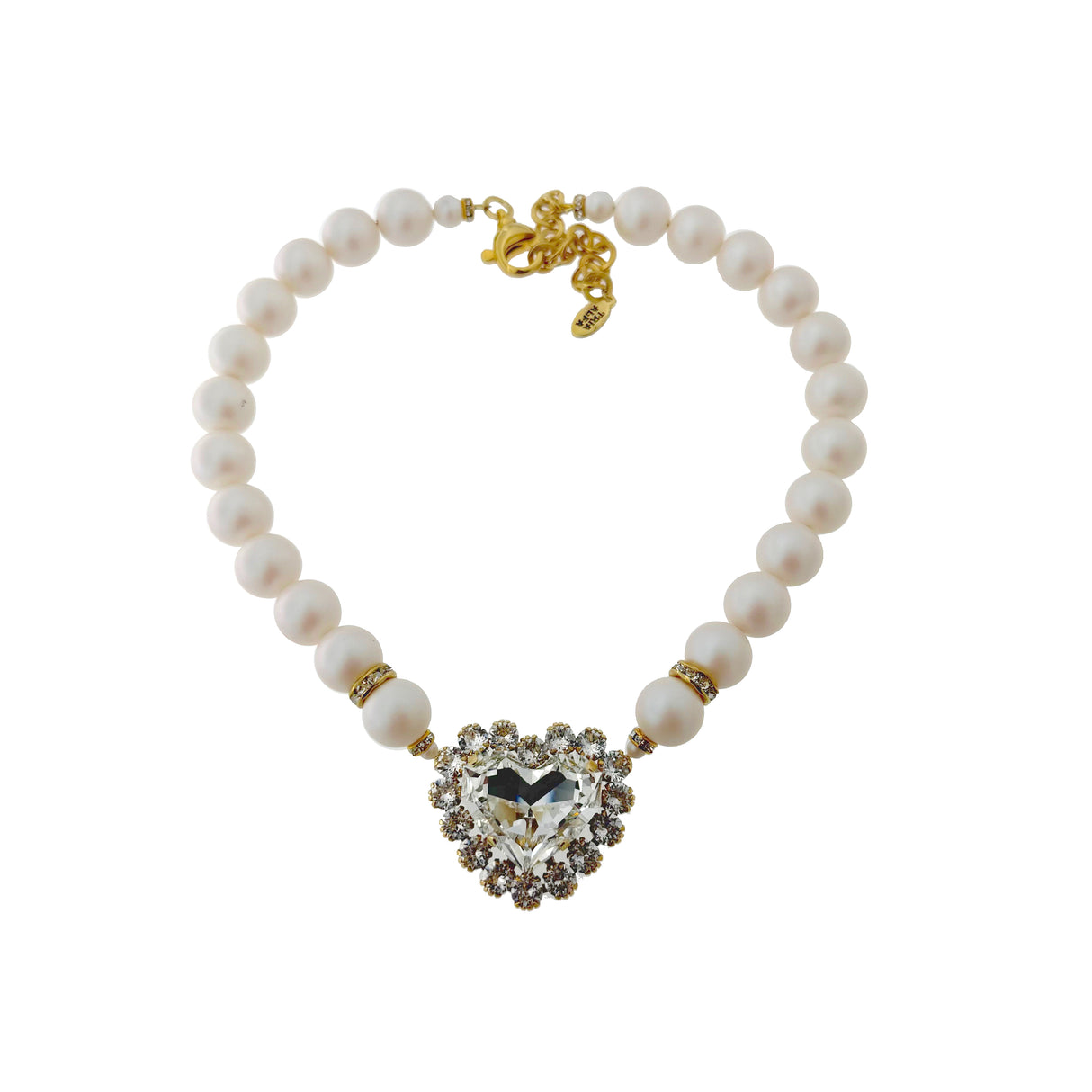 Colier cu perle si pandantiv inima cristal Amorina - editie limitata