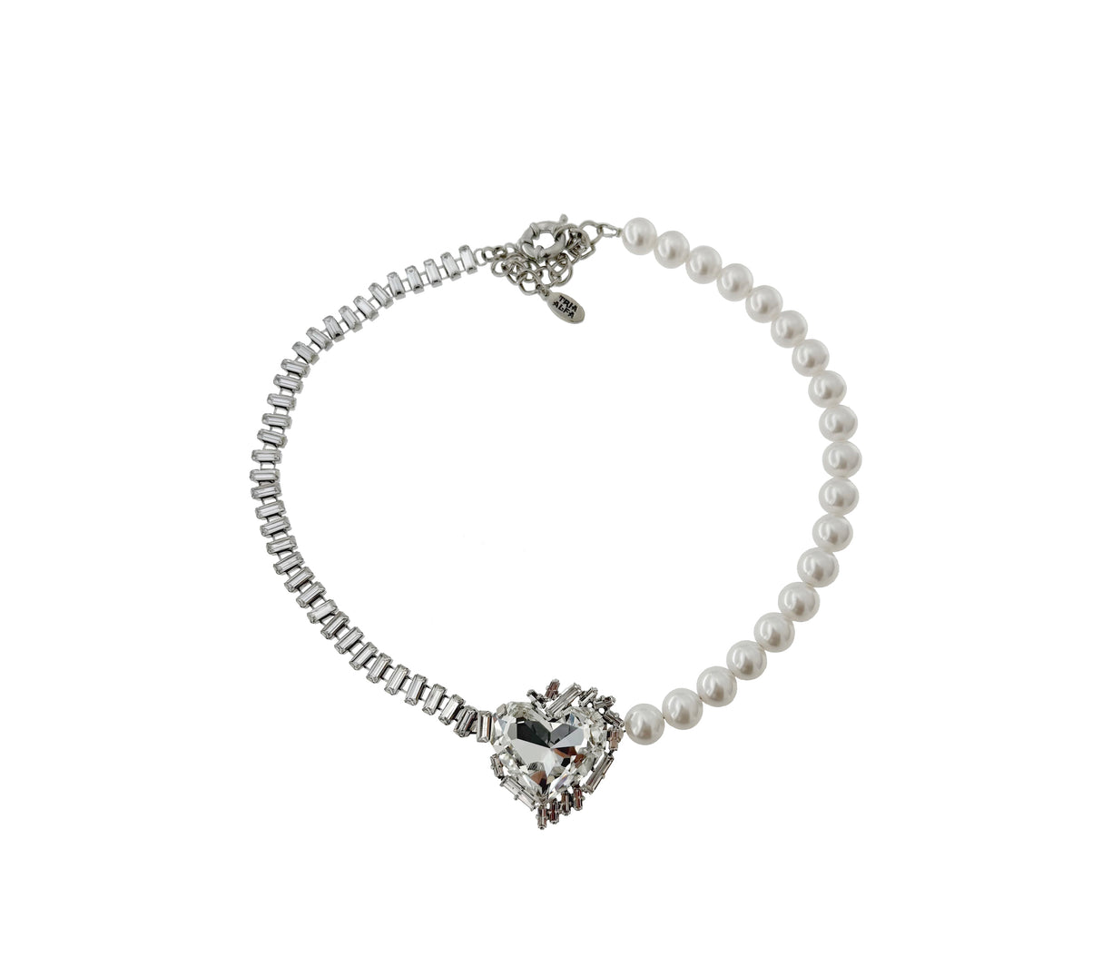 Colier cu perle si pandantiv inima cristal Heart Baguette - editie limitata