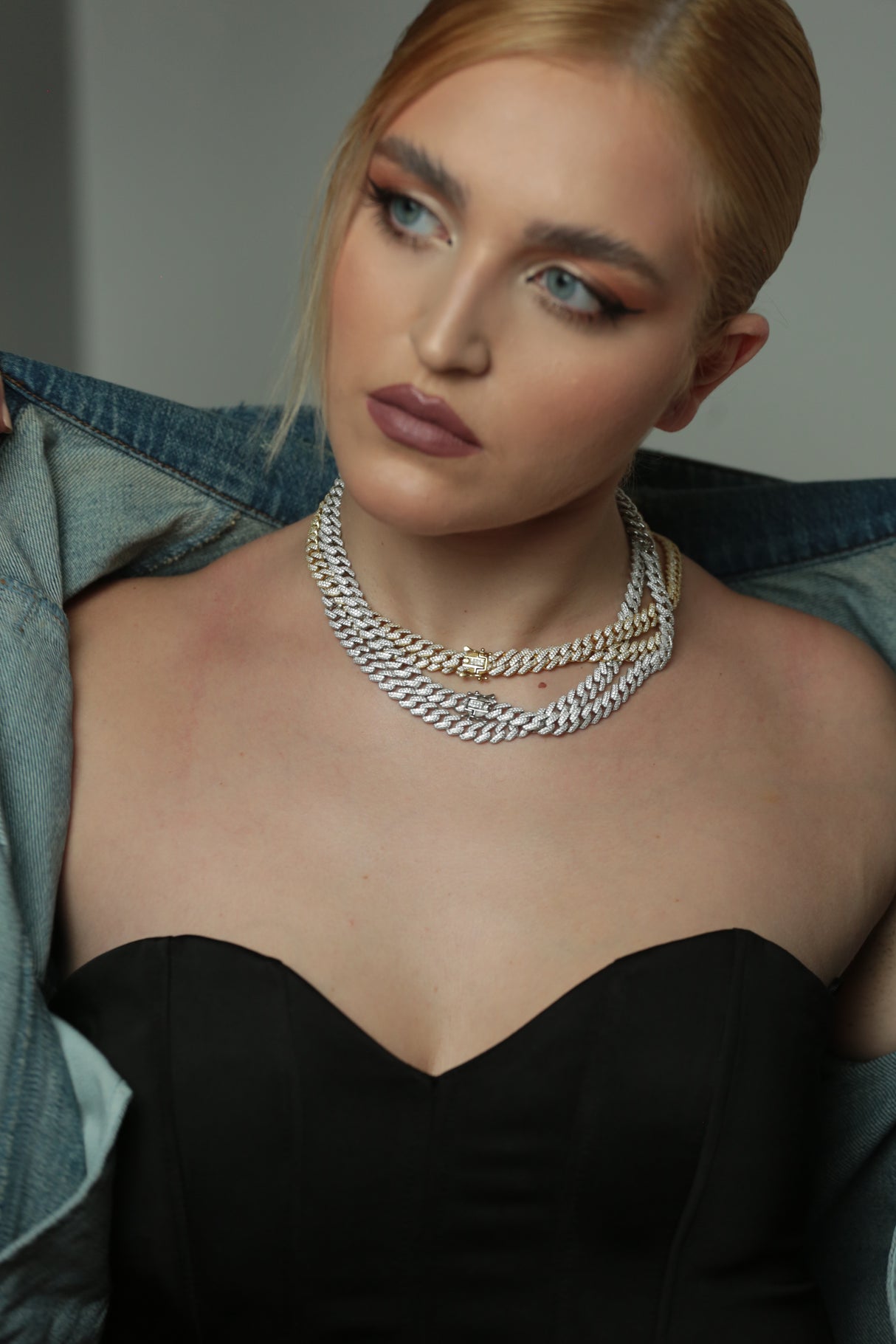 Colier din argint Cuban Link Pavé