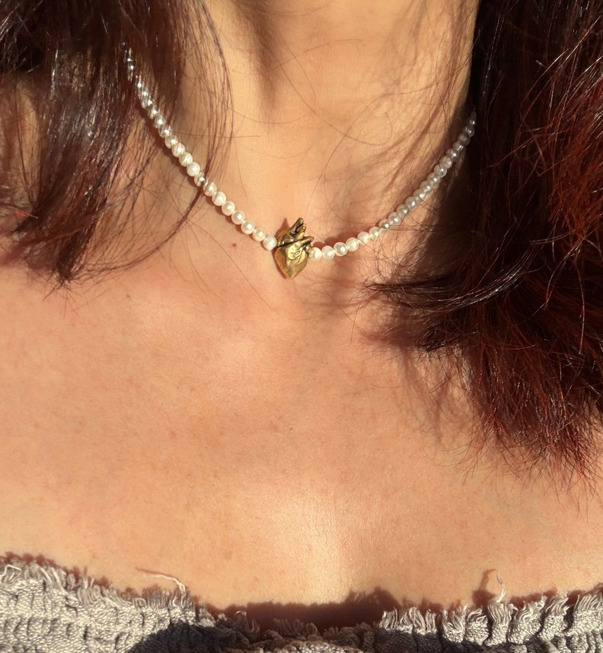 Colier din argint cu perle de cultura Anatomical Love