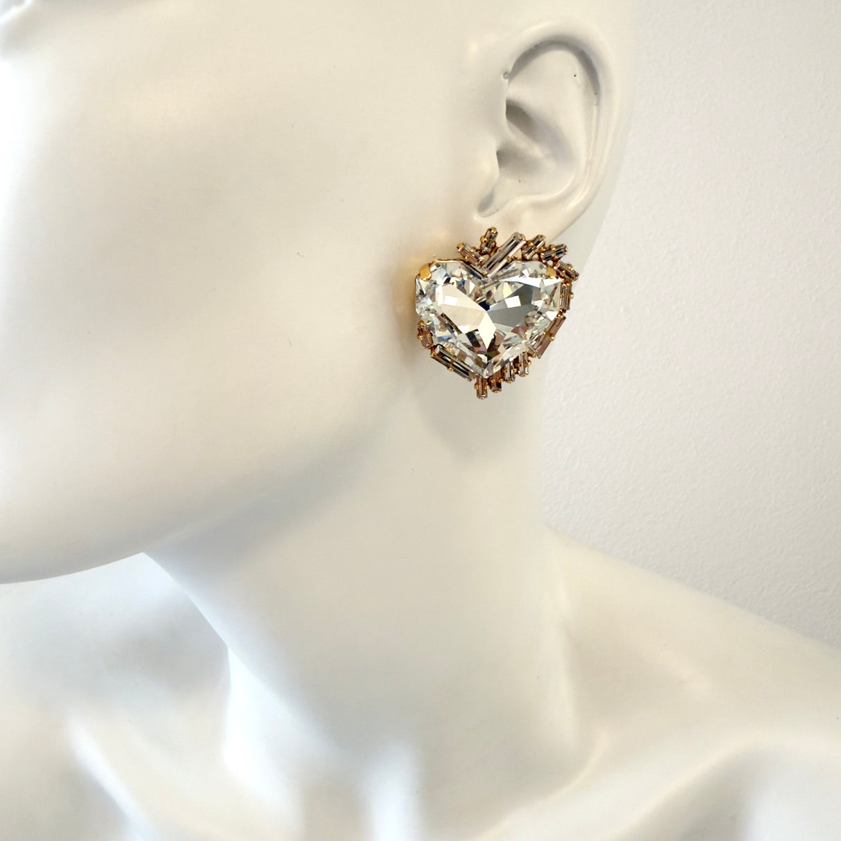 Cercei inima cu cristale Heart Baguette - editie limitata