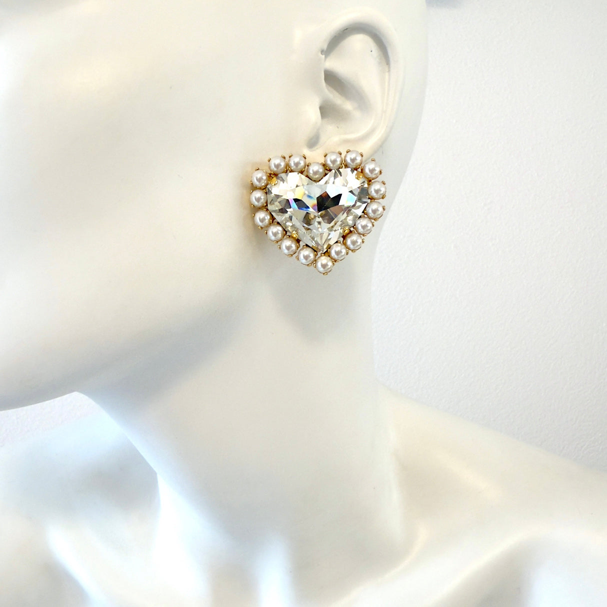 Cercei inima cristal cu perle Amorina Perla - editie limitata