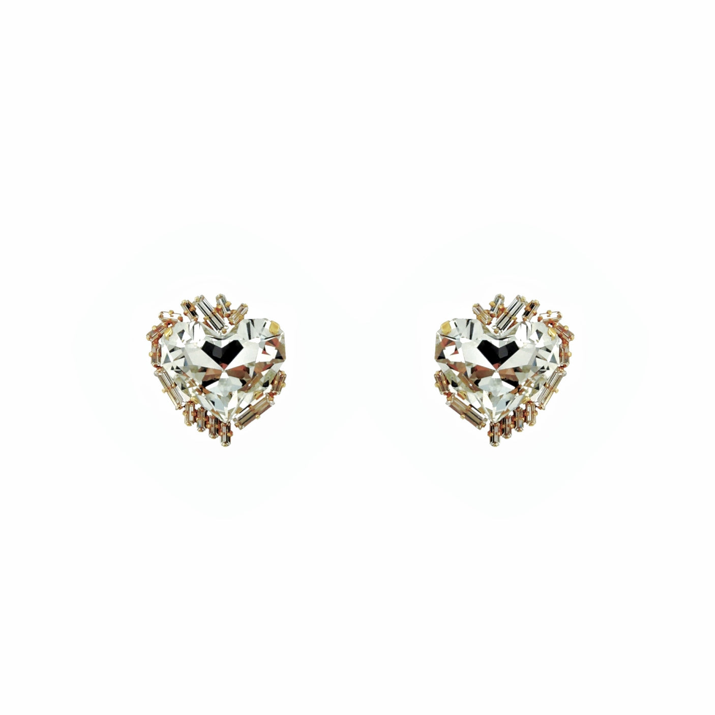Cercei inima cu cristale Heart Baguette - editie limitata