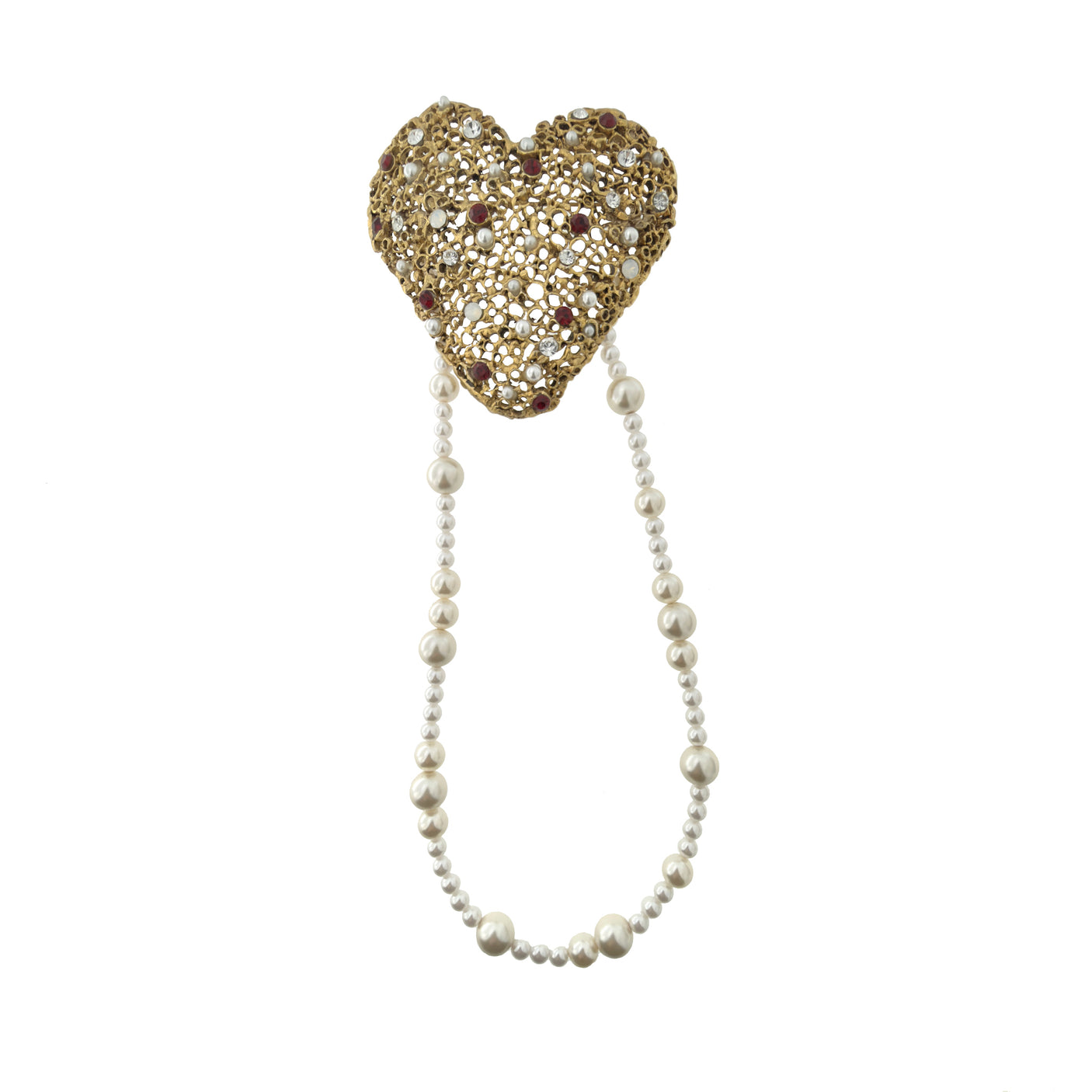 Brosa inima cu colier perle detasabil Amanda Pearls