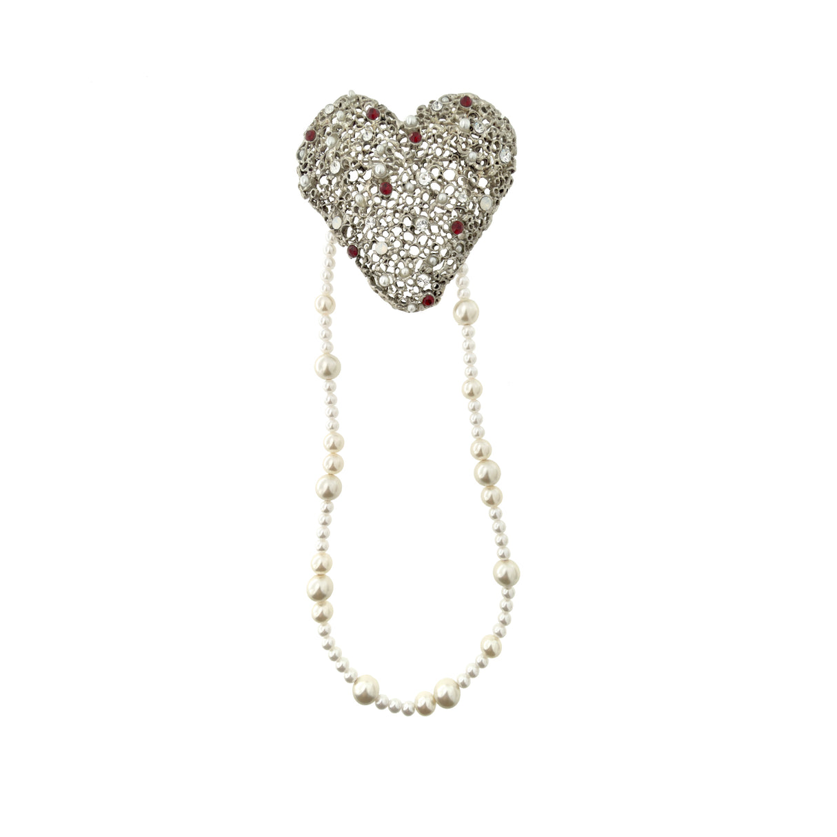 Brosa inima cu colier perle detasabil Amanda Pearls