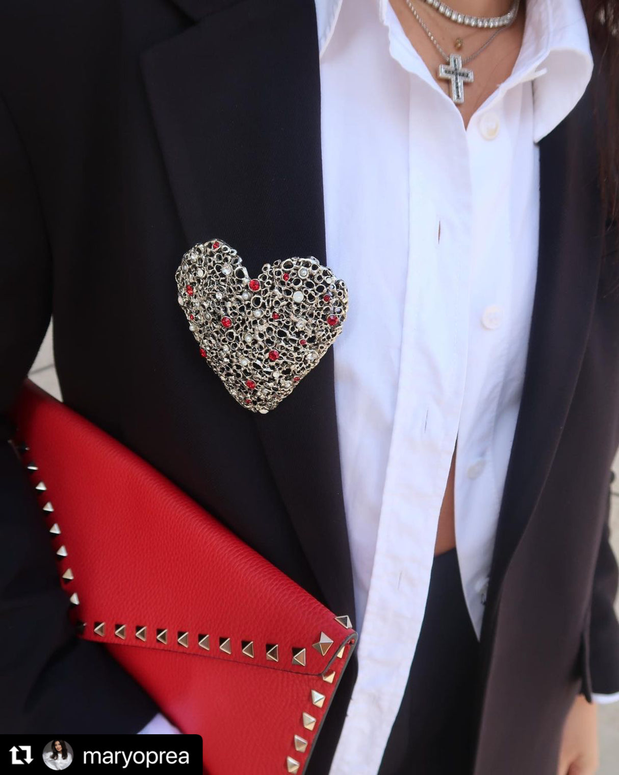 Brosa inima cu colier perle detasabil Amanda Pearls