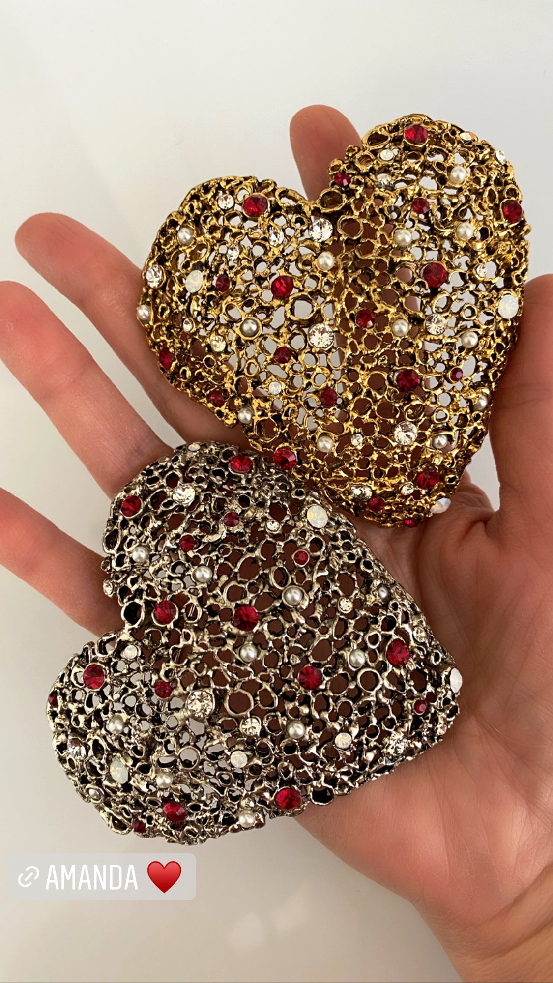 Brosa inima cu colier perle detasabil Amanda Pearls