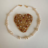 Brosa inima cu colier perle detasabil Amanda Pearls