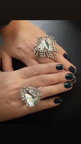 Inel inima cu cristale Heart Baguette - editie limitata