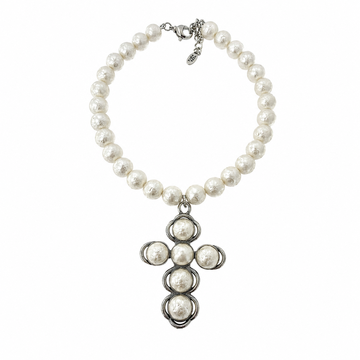 Colier cruce cu perle Selene Cross