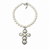 Colier cruce cu perle Selene Cross