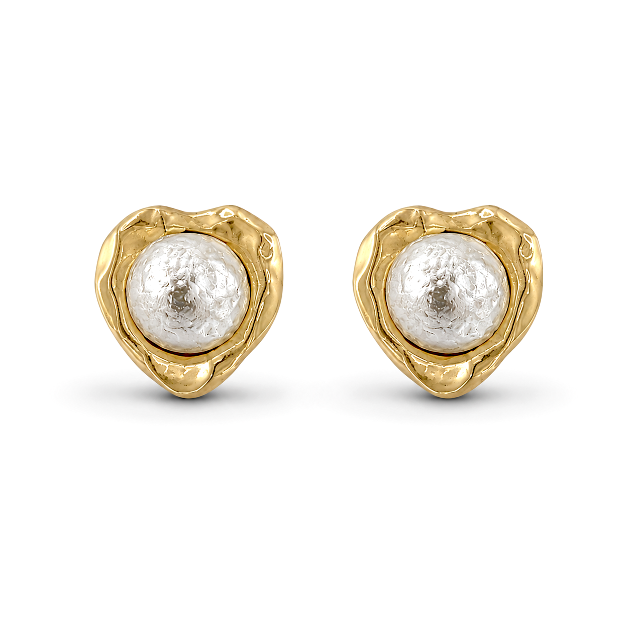 Cercei inima cu perla texturata Perla Velvet