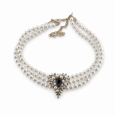 Choker cu perle si pandantiv inima Belladonna