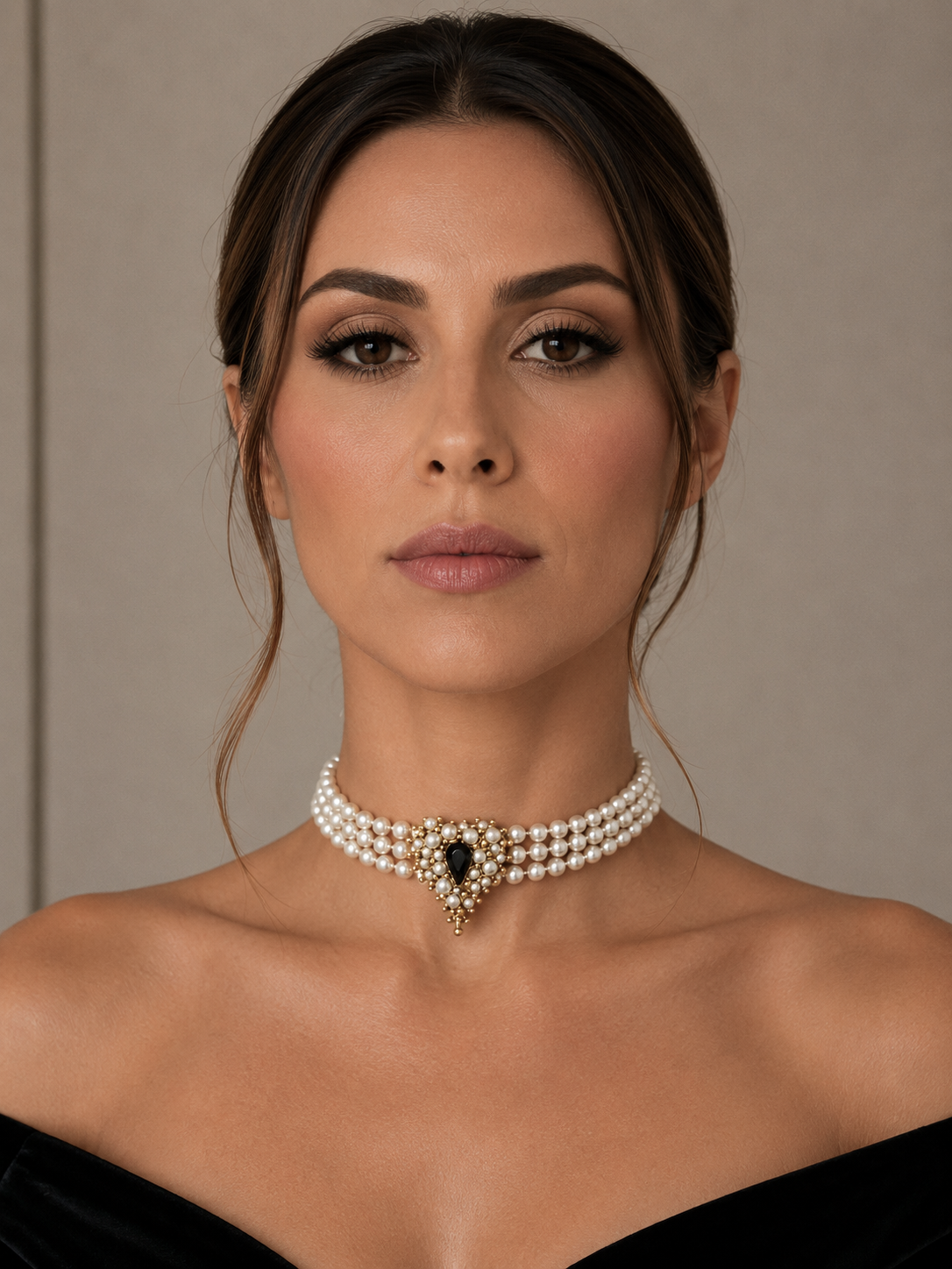 Choker cu perle si pandantiv inima Belladonna