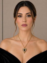 Lant cu pandantiv inima cu perle Regina Notte