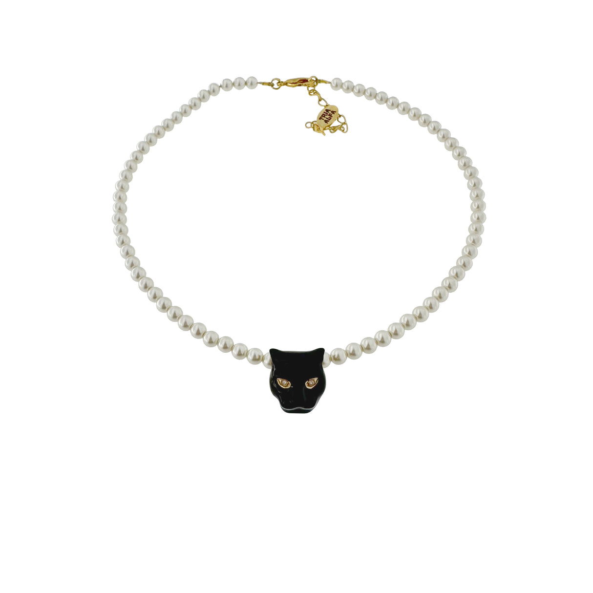 Colier Perle Minimalist Black Panther