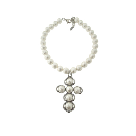 Colier cruce cu perle Selene Cross
