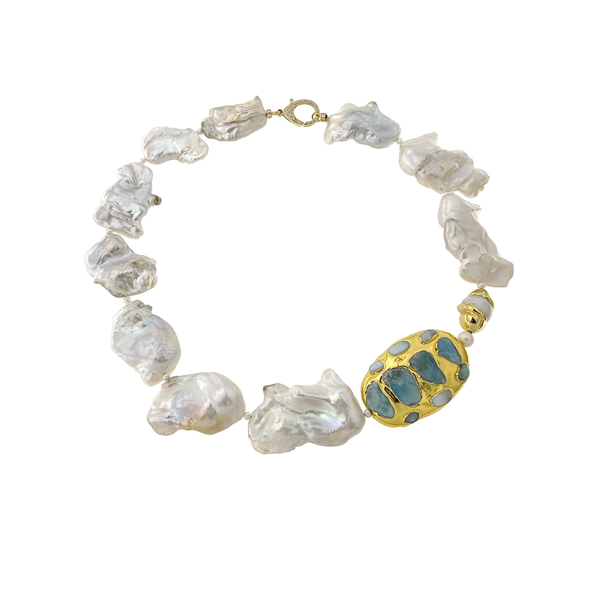 Colier cu perle keshi Blue Mirage - Unicat