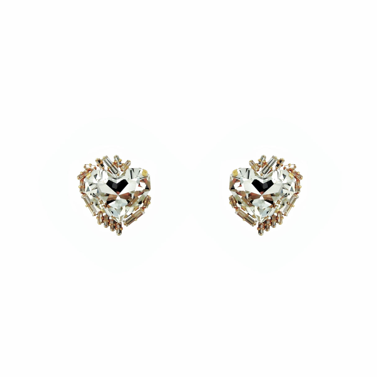 Cercei inima cu cristale Heart Baguette - editie limitata