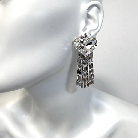 Cercei inima cristal Baguette Cascade