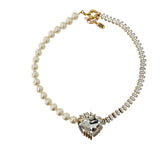 Colier cu perle si pandantiv inima cristal Heart Baguette - editie limitata