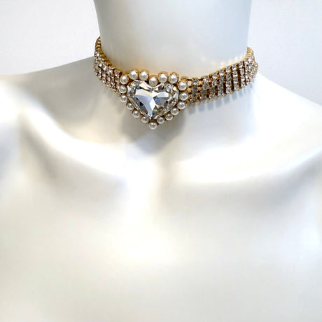 Colier tip choker inima cristal Amorina Perla