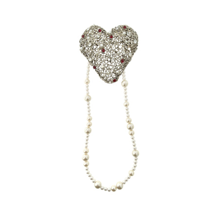 Brosa inima cu colier perle detasabil Amanda Pearls