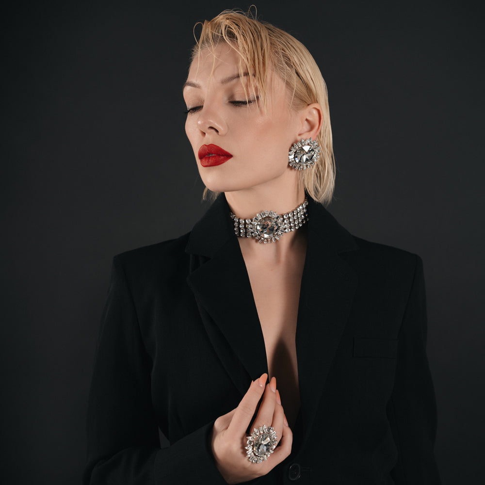 Colier tip choker cu cristale Agnes